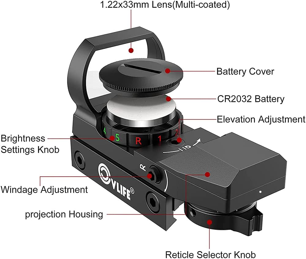 CVLIFE 1X22X33 Red Green Dot Gun Sight Riflescope Reflex Sight for 20mm Rail: Sports & Outdoors