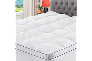 CYMULA Queen Mattress Topper, Extra Thick Pillow Top Mattress Topper, Firm Cooling Mattress Pad Cover with 8-21 Inch Elasticated Deep Pockets, Plush Down Alternative Fill Mattress Protector