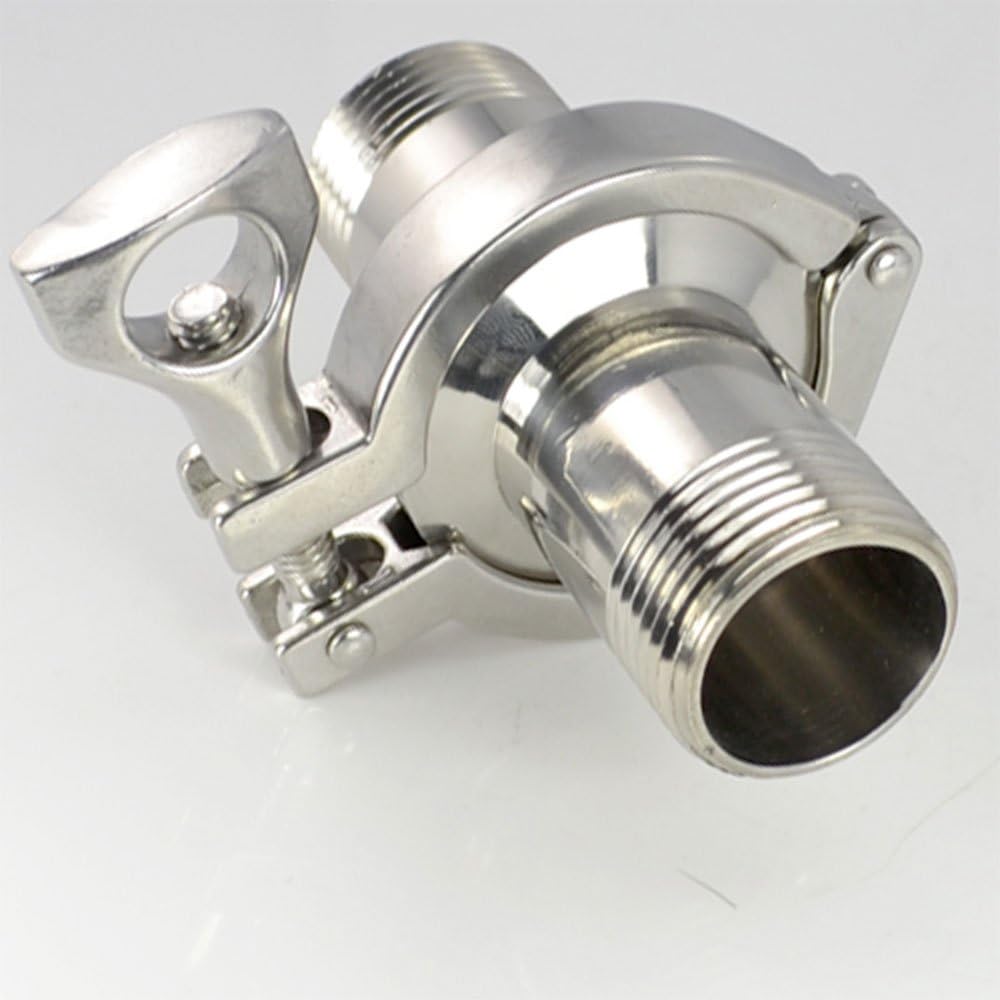 SUPERWHOLE 2 Pcs 1/2" DN15 Sanitary Male Thread Ferrule Pipe Fitting+Tri Clamp+PTFE Gasket