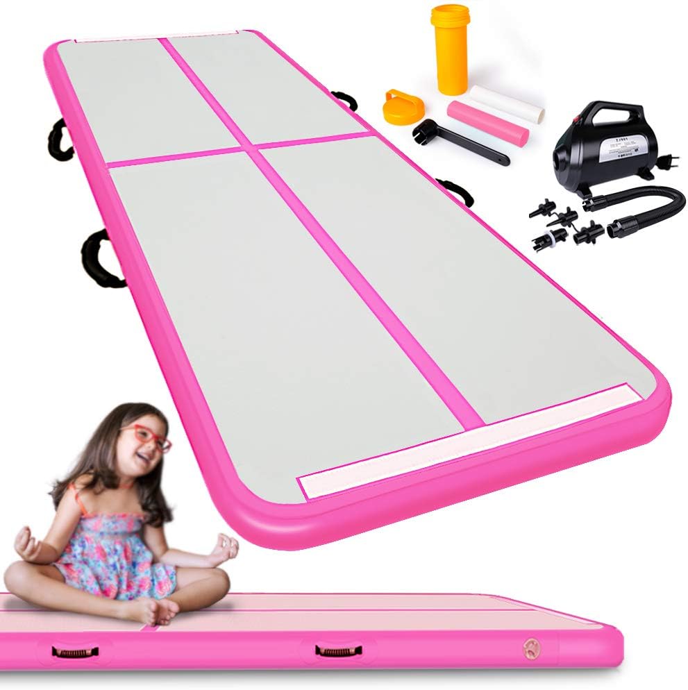 Lamlingo 2/3/4/5/6/7/8/9/10/11/12/15M Air Track Tumbling Mat Inflatable Gymnastics Mat Airtracks Mats with Electric Air Pump for Home Use Indoor Outdoor/Tumble/Gym/Training/Cheerleading Use
