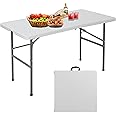 Amazon.com: Saicool Plastic Folding Table, 4FT Heavy Duty Picnic Table ...
