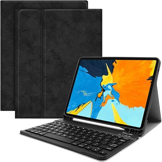 Pad Pro 11 2018 Keyboard Case - PU Leather Folio Stand Cover, with