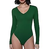 Avidlove Bodysuits for Women Long Sleeve V Neck Body Suit Bodysuit Double Lined Thong Body Suits Sexy Tops