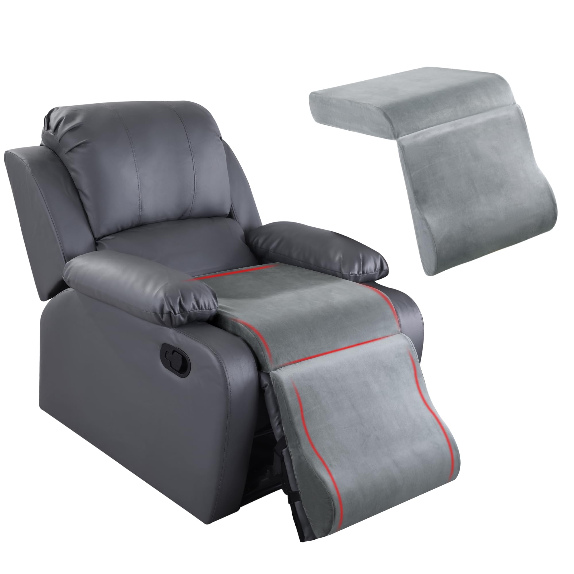Photo 1 of HOMBYS Foam Recliner Cushion with Leg Pillow for Elderly Large Square Seat Cushion Wave Shape Footrest for Armchairs Couch, Medium Thick & Supportive, Non-Slip Design, Light Grey