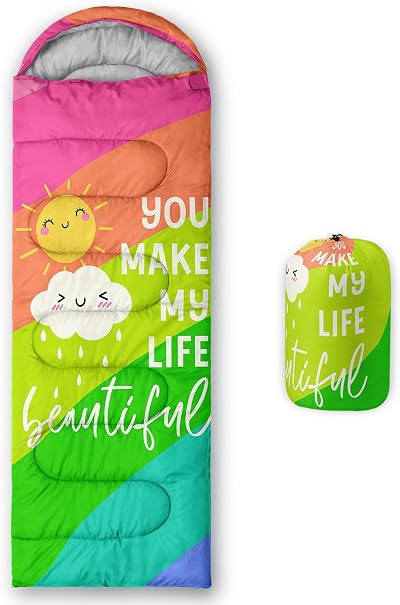 HOSIMA Rainbow Sunshine Clouds Sleeping Bag - Lightweight & Waterproof