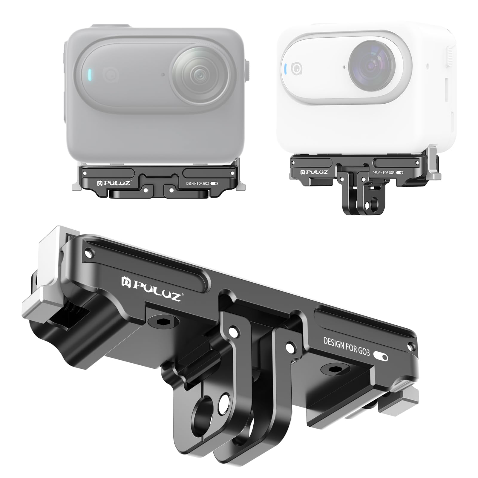 PULUZ Magnetic Quick-Release Base Mount for Insta360 GO3, with 1/4-inch Hole and Camera Adapter for Holder, Tripods, Stands and Selfie Sticks (Metal)