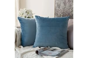 MIULEE Pack of 2 Velvet Soft Solid Decorative Throw Pillow Covers Square Cushion Cases for Sofa Bedroom Living Room Car Home 