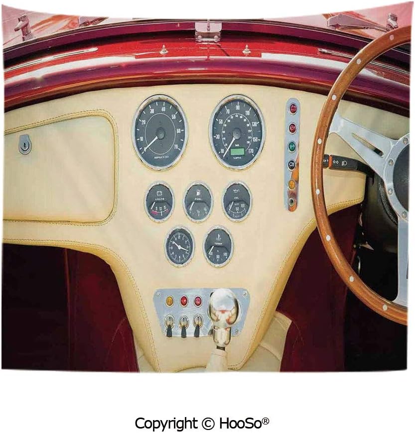 Durable Washable and Reusable tapestry wall hanging carpet 59x51in,Retro Classic Sports Car Nostalgia Love Decorative Artistic Original Photo Artwork,Red Cream Brown Comfy and No Strange Odor home de
