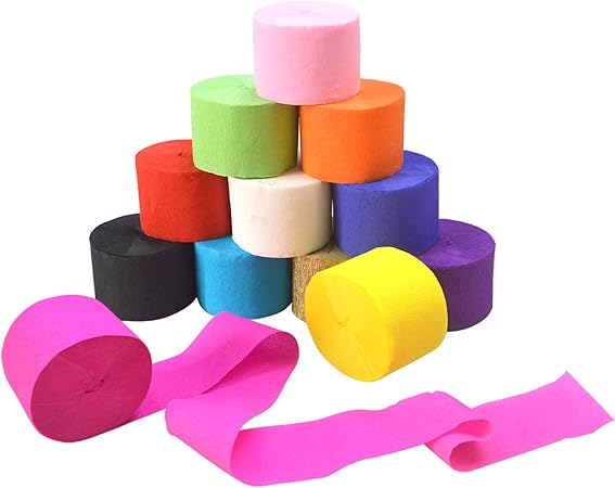Carta Crespa Decorazioni Natalizie.12 Rotoli Di Carta Crespa Colorata In Carta Crespa 12 Rotoli Di Carta Colorata Increspata In Carta Crespa Per Festeggiamenti Decorazioni Natalizie 4 5 Cm 25 M Rotolo Amazon It Casa E Cucina
