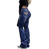Cuyulitcik Flare Jeans for Women Plus Size Bootcut Jeans for Women Embroidered Jean for Womens High Waisted Bell Bottom Pants