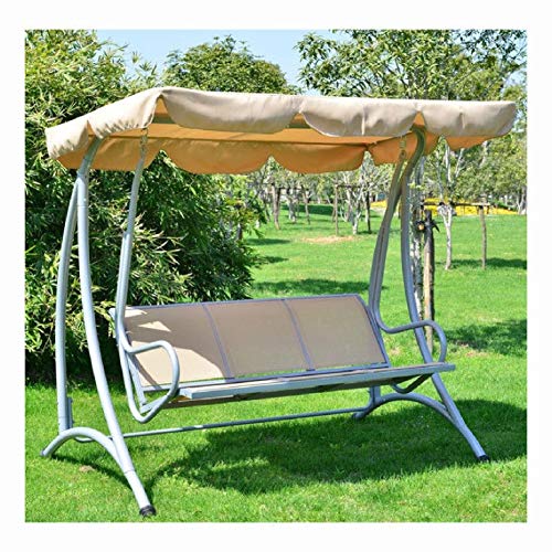 HEATAPPLY Porch Swings and Gliders, Sturdy 3-Person Outdoor Patio Porch Canopy Swing in Sand Color