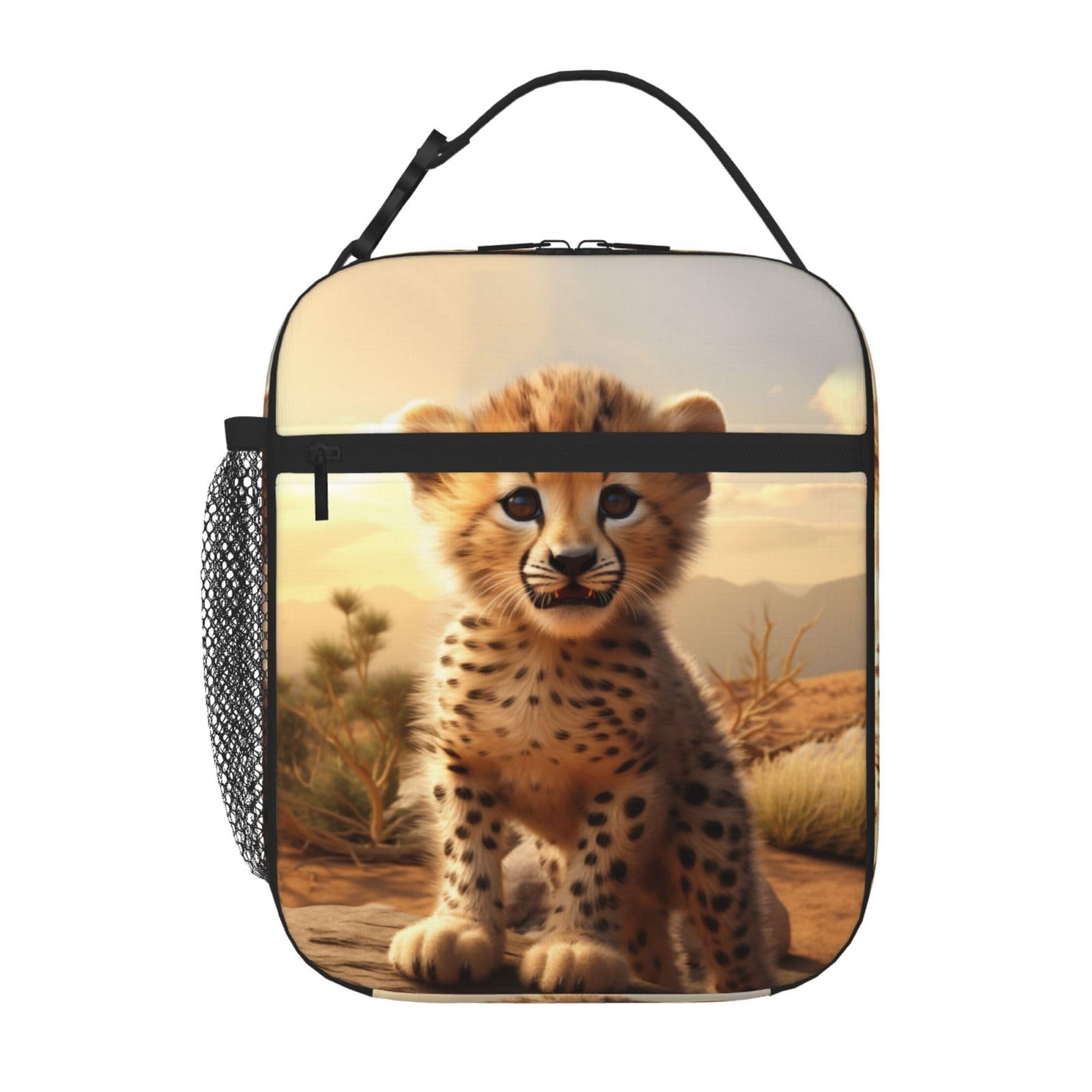 Cute Cheetah Insulated Lunch Bag Baby Cheetah Lunch Box for Women