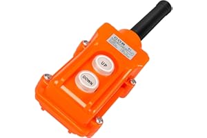 MetVot Rain Proof Up-Down Switch Control Station, COB61 Crane Pendant Hoist Push Button Switch, Momentary Winch Controller, Truck Crane Remote