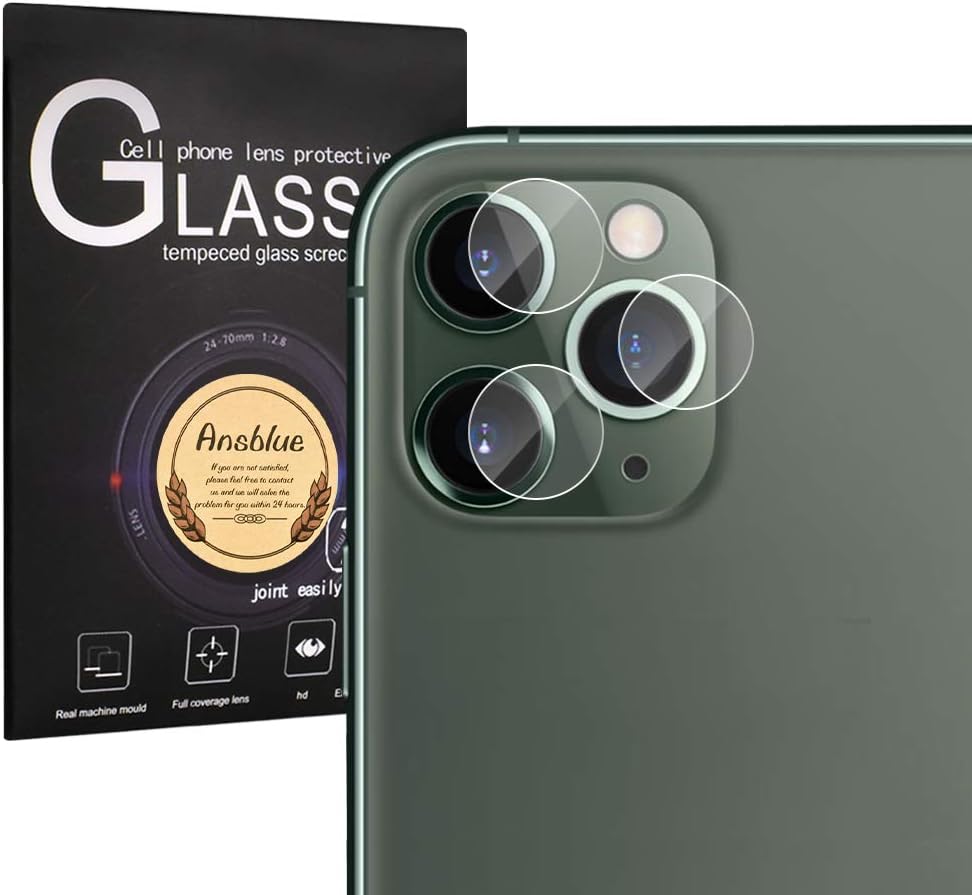 Ansblue 3 Pack for iPhone 11 Pro/iPhone 11 Pro Max Camera Lens Protector, Anti Scratch Bubble Free Tempered Glass Protection Film, Back Camera Lens Screen Tempered Glass Cover, Clear Color