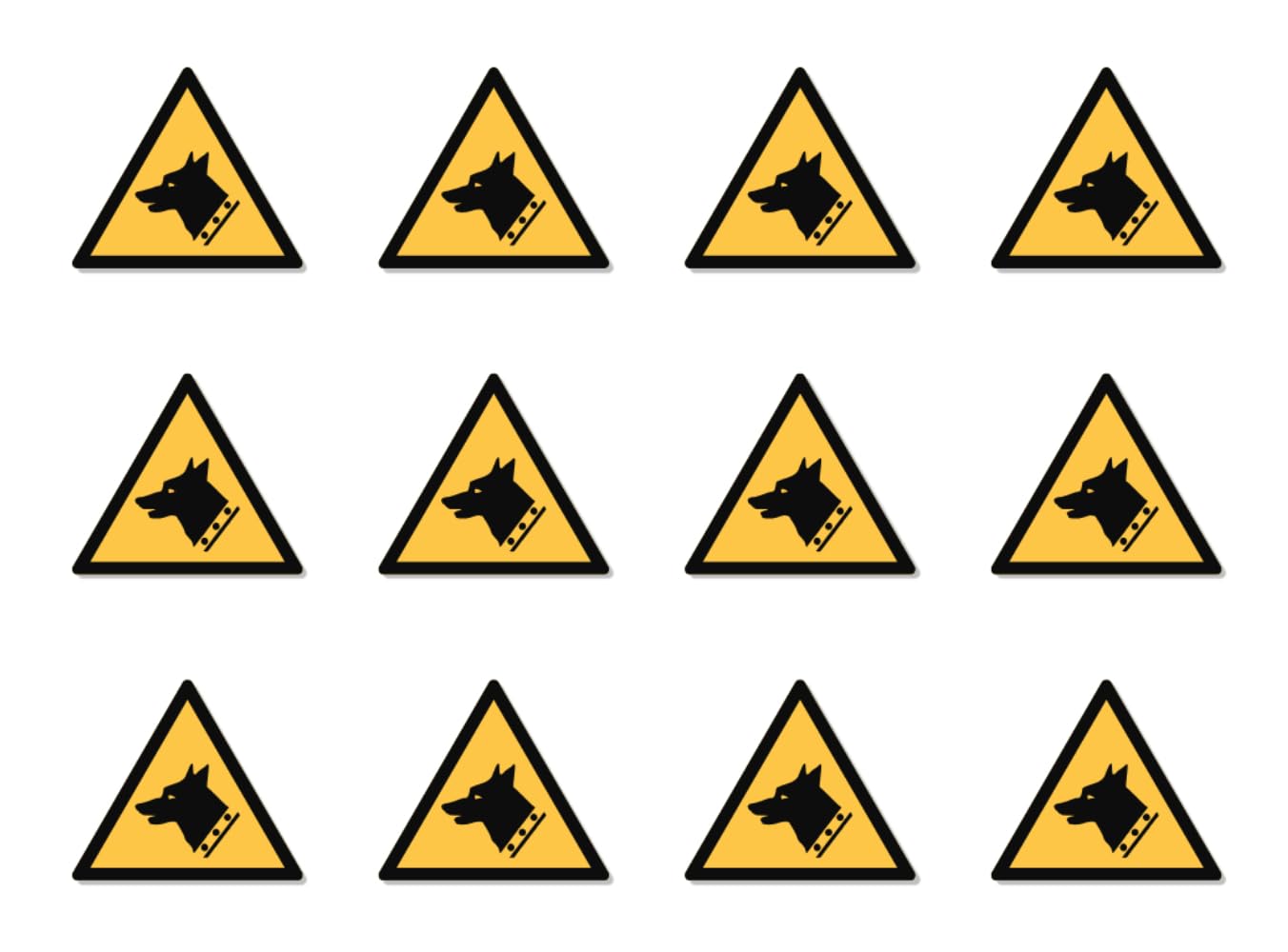 Warnung vor Watchdogs: W013 - DIN EN ISO 7010 / ASR A1.3 - Stickers: Diameter 2.5 cm, Pack of 12