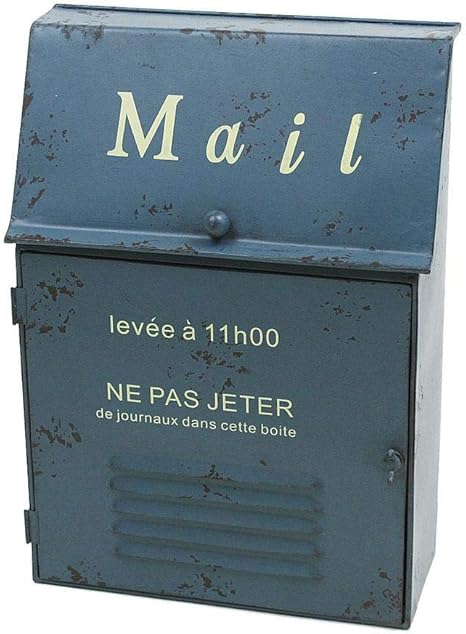 Amazon ポスト アイアン メール アンティーク風 ブルー 青 郵便受け 新聞受け インダストリアル かっこいい おしゃれ 郵便受け メールボックス