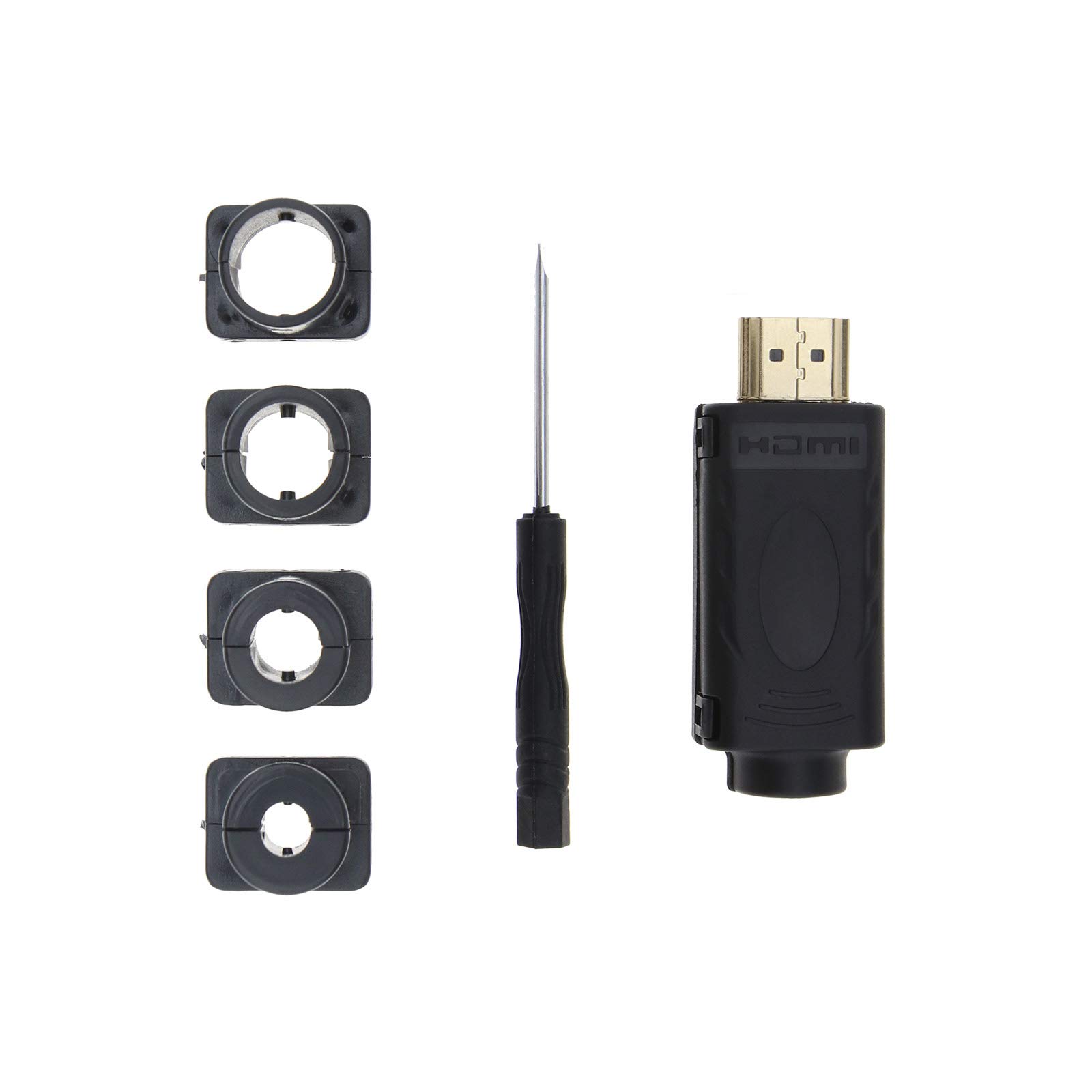 HDMI 2.0 Male Screw Terminal Block Solderless Connector Adapter with Slotted Screwdriver & 5mm 7mm 9mm 10mm Clip Sleeve Kit