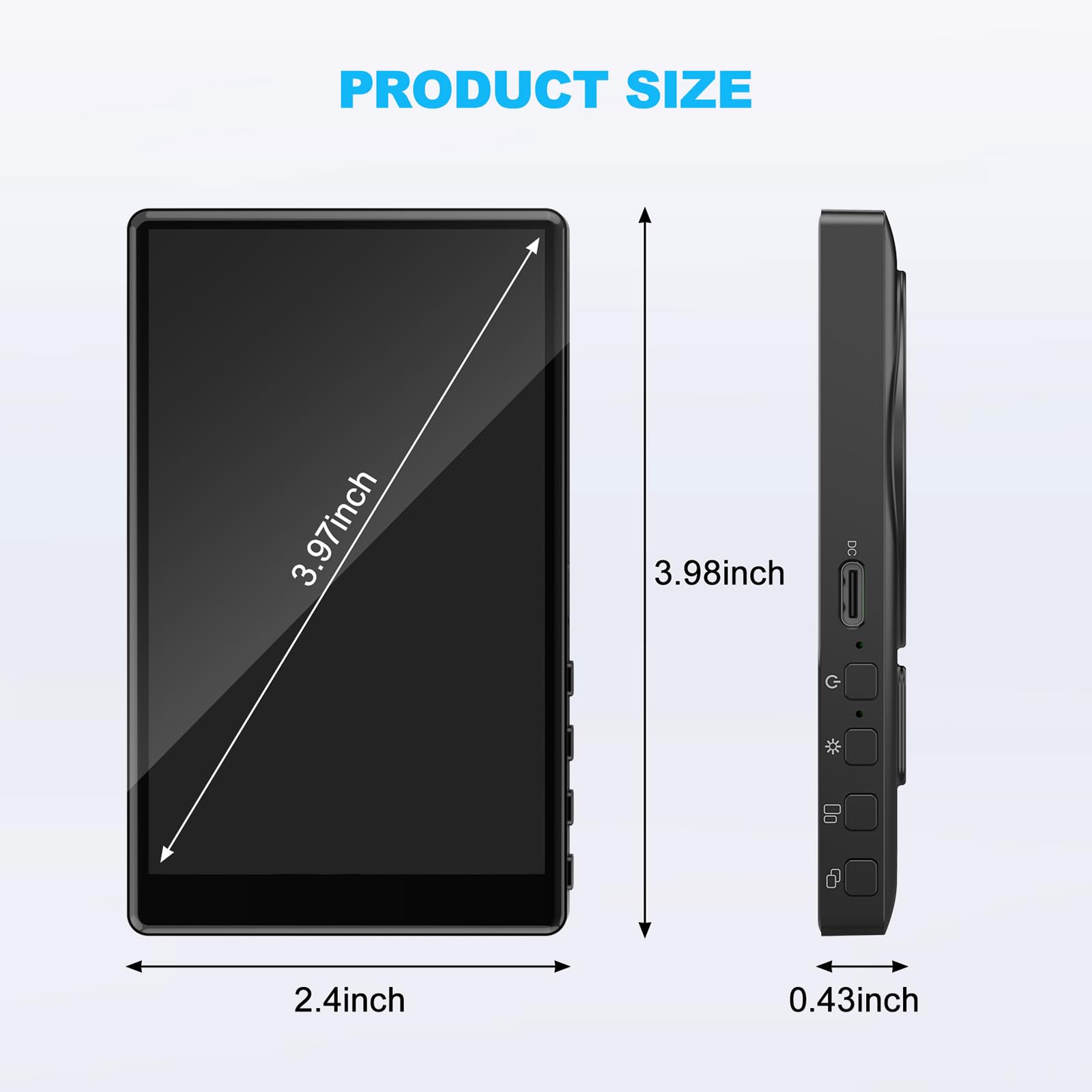 RRWKJ Vlog Screen Selfie Monitor,Wireless Mini Monitor for iPhone/Android Rear Camera with Magnetic Phone Clip Mount,Phone Rear Camera for Selfie Vlog Live Streaming on TikTok,YouTube,Instagram（Black）