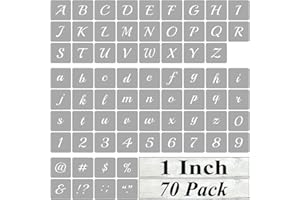 REOLAN 1 Inch Alphabet Letter Stencils for Painting - 70 Pack Letter and Number Stencil Templates with Signs for Painting on Wood, Reusable Cursive Letters Stencils for Chalkboard Wood Signs & Wall Art