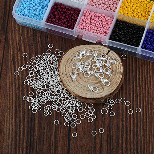 image for Naler 7500pcs Multicolor 3mm Pony Glass Seed Beads with Lobster Clasps