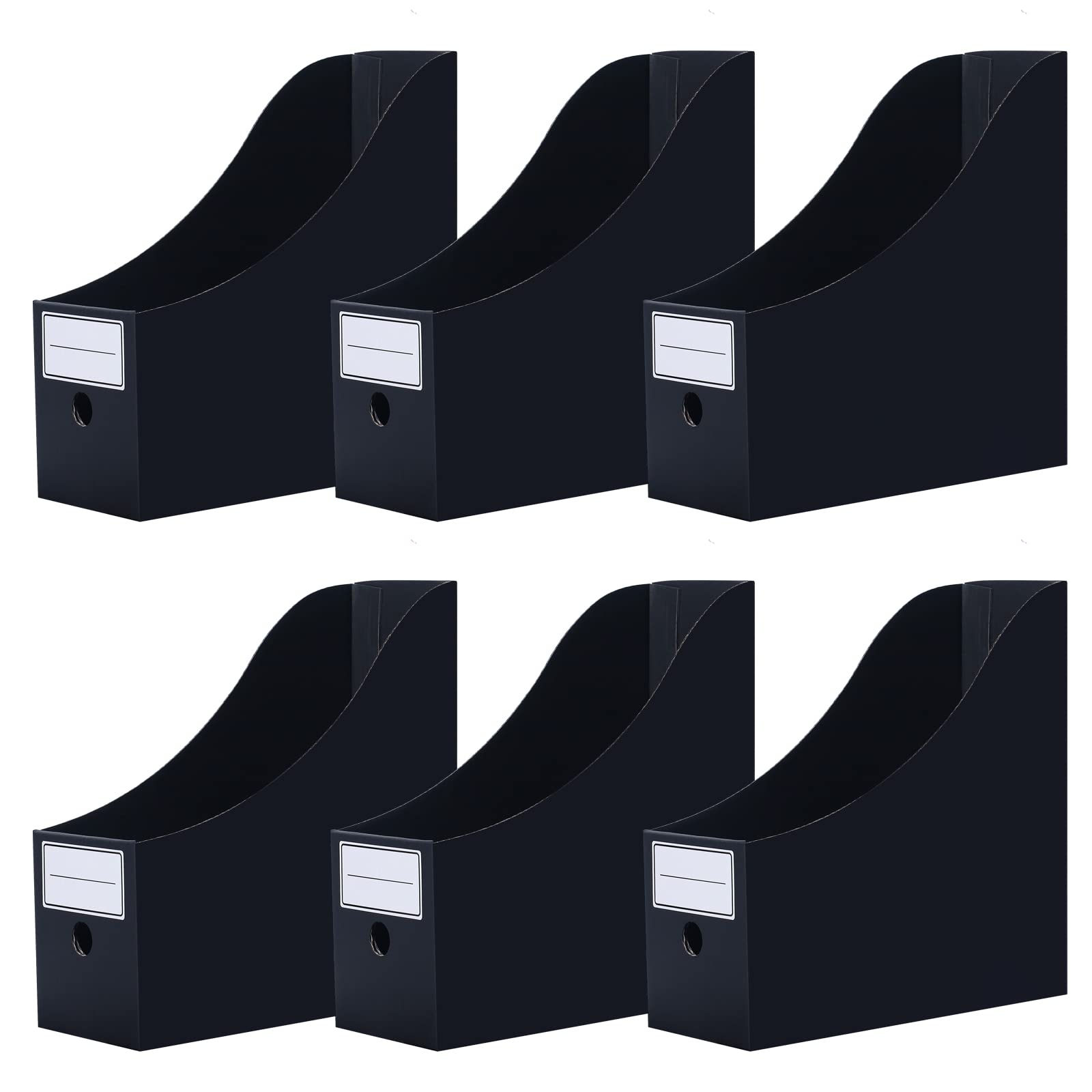 Srvnpioy Pack of 6 Magazine File Holder with Lables, Cardboard Magazine Files, Recyclable Magazine Rack, Document File Organiser Rack for Office School Home, Black