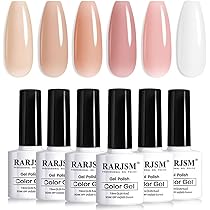 Amazon.com: RARJSM Nude Gel Nail Polish Apricot Peach Pink Jelly ...