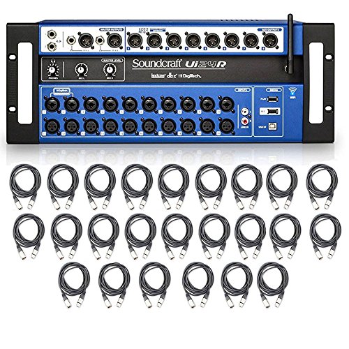 Soundcraft Ui24R 24-Channel Digital Mixer / Multi-Track USB Recorder with 24 AxcessAbles XLR-XLR20 Audio Cables