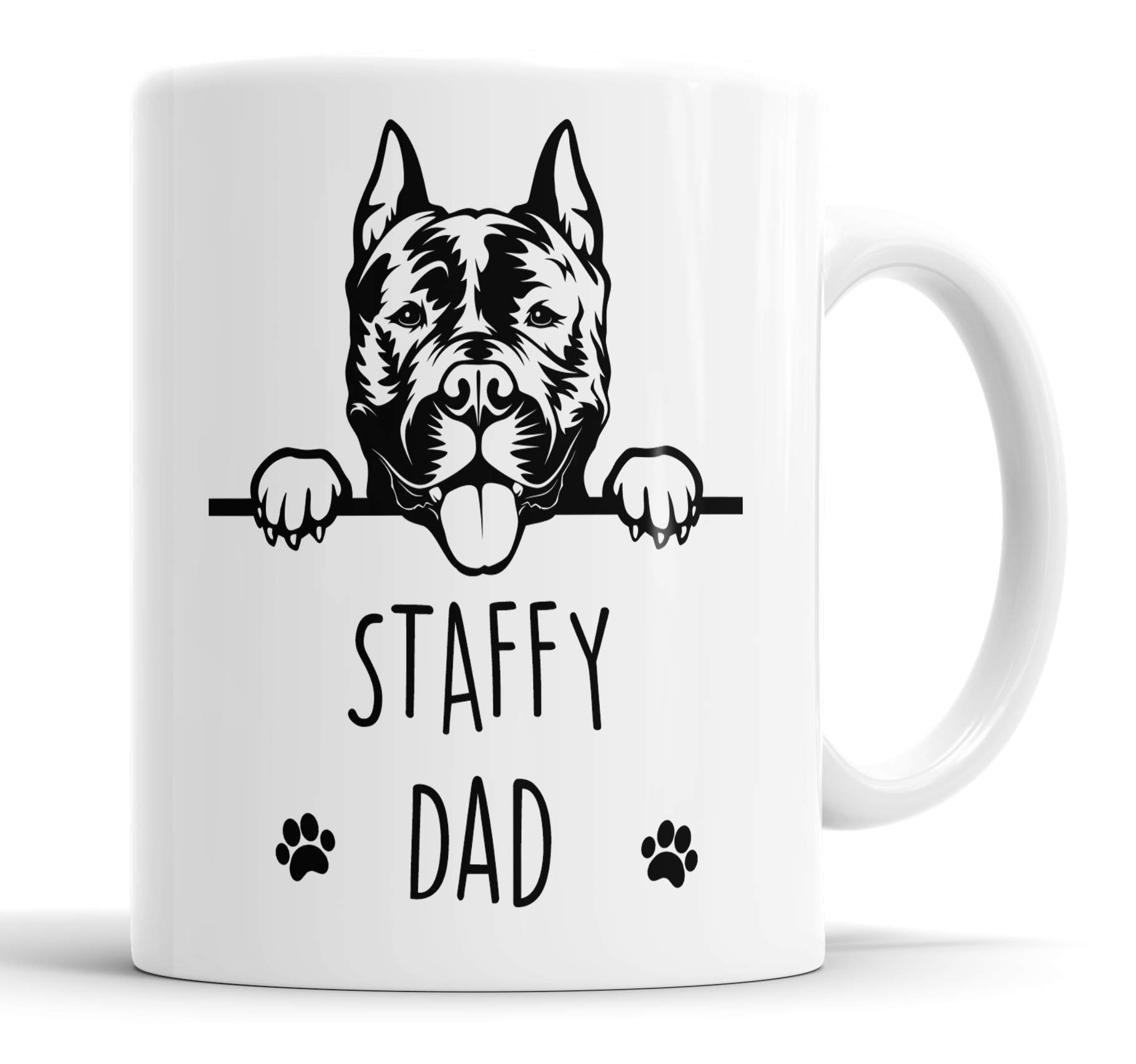 Faithful Prints Staffy Dad Mug Pet Present Staffordshire Bull Terrier Dog Mum Dad Friend Joke Funny Gift Cup Birthday Christmas, Ceramic Mug