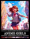 Anime Girls Coloring Book For Adults: 40 Black