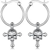 Skull Earrings 925 Sterling Silver Skull Hoop Earrings Gothic Punk Skeleton Jewelry for Women Halloween Gifts