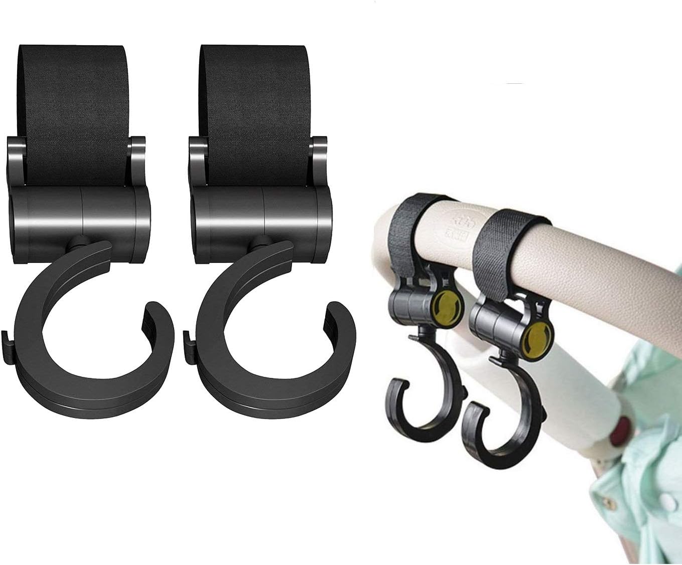 4 Pack Stroller Hook, Multipurpose Stroller Clips Hanger Baby Stroller