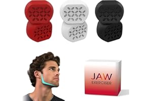 MocareHealth Jaw Exerciser, Jaw Exerciser for Men & Women, 3 Resistance Levels (6 pcs), Jaw Trainer Strengthener, Beginner, Intermediate and Advanced Users (Black White Red)