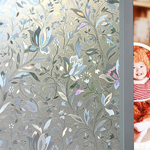 Bloss 3D window decals Window Films glass decals Static Decorative Films No Glue Self-Adhesive privacy protection Anti UV (17.7-by-78.7 Inch)