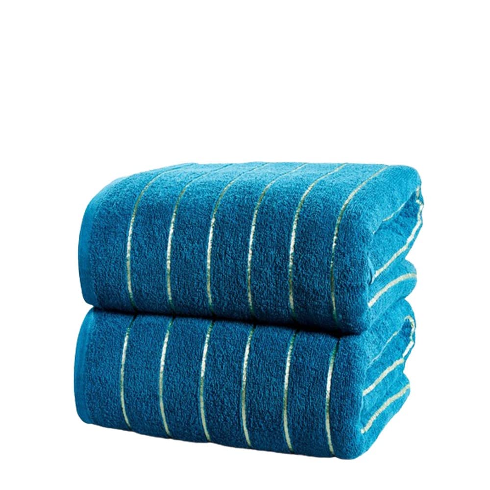 Rapport Home Sandringham Two Piece Teal and Gold Striped Towel Bale 100% Cotton, Blue, 2pc Bale