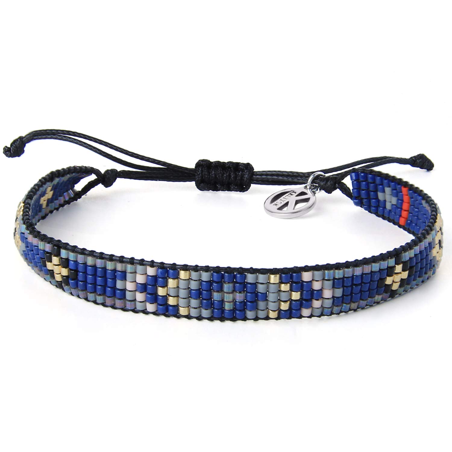 KELITCH Wax Rope Wrap Bracelets DIY Handmade Multi-Pattern Pearl Beaded New Friendship Bracelets Women/Girls Gift (Dark Blue 3N)