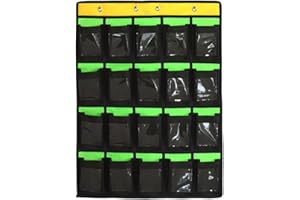 NIMES Hanging Organizer Classroom Pocket Chart for Cell Phones Calculator Holder with DIY Clear Card Pockets (20 Pockets)