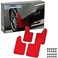 x xotic tech Universal Front and Rear Red Mud Flaps Splash Guards Mudflaps Mudguard Fender Flares Dirty Traps for Car Pickup Truck SUV with Hardware (4PCS)