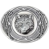 Longcreek Bear Belt Buckle for Men, Norse Viking Bear Head Belt Buckle, Punk Bear Animal Oval Belts Buckle, Leaf Bear Western Cowboy Belt Buckles, Vintage Punk Rock belt buckle