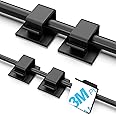 100 PCS Adhesive Cable Clips Black (Small & Large), Upgraded Wire Holder for Wall Cord Organizer Cable Management Under Desk, Outdoor Light Clips Hooks for LED, Car Dash Cam, HDMI, Extension Cord