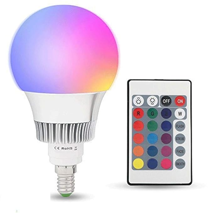 LED RGB Lampe E14 10W mit Fernbedienung Dimmbar, (16 Farben) Farbwechsel LED Birne Edison Glühbirne Leuchtmittel für Haus Dek