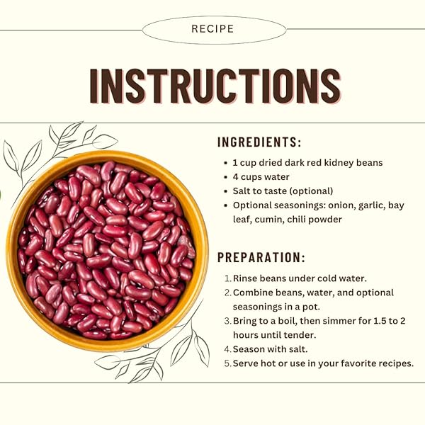 MOUNTAIN HIGH ORGANICS – 1 LB, CERTIFIED ORGANIC DARK RED KIDNEY BEANS, BULK DRIED RED KIDNEY BEANS, NON GMO, VEGAN, FRIJOLES COLORADOS, PLANT BASED PROTEIN AND FIBER