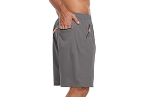 SPOSULEI Men's Athletic Hiking Shorts Water Resistant Quick-Dry Lightweight Outdoor Sweat Shorts with Zipper Pockets