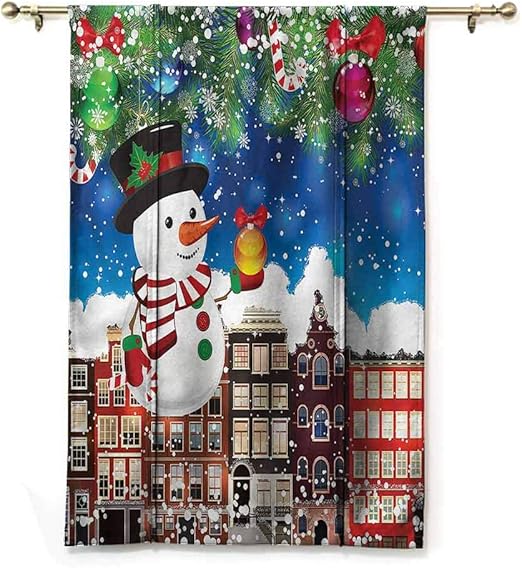 Amazon.com: Andrea Sam Cortina opaca con aislamiento térmico para Navidad, muñecos de nieve con bufanda, cortina para ventana pequeña: Home \u0026 Kitchen