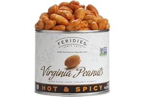 FERIDIES Hot and Spicy Extra Large Virginia Peanuts, 9 Oz Pack, All Natural, Gluten-Free, OU Kosher