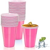 Cadeaux4U 50 Pack Pink Disposable Plastic Cups 12 Ounce Drinking Party Cups Bulk Party Cups for Weddding Birthday Holiday Picnics Events (50, Pink)