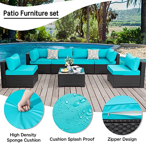 Walsunny 7 Piece Outdoor Sectional Patio Furniture Set, Outdoor Couch