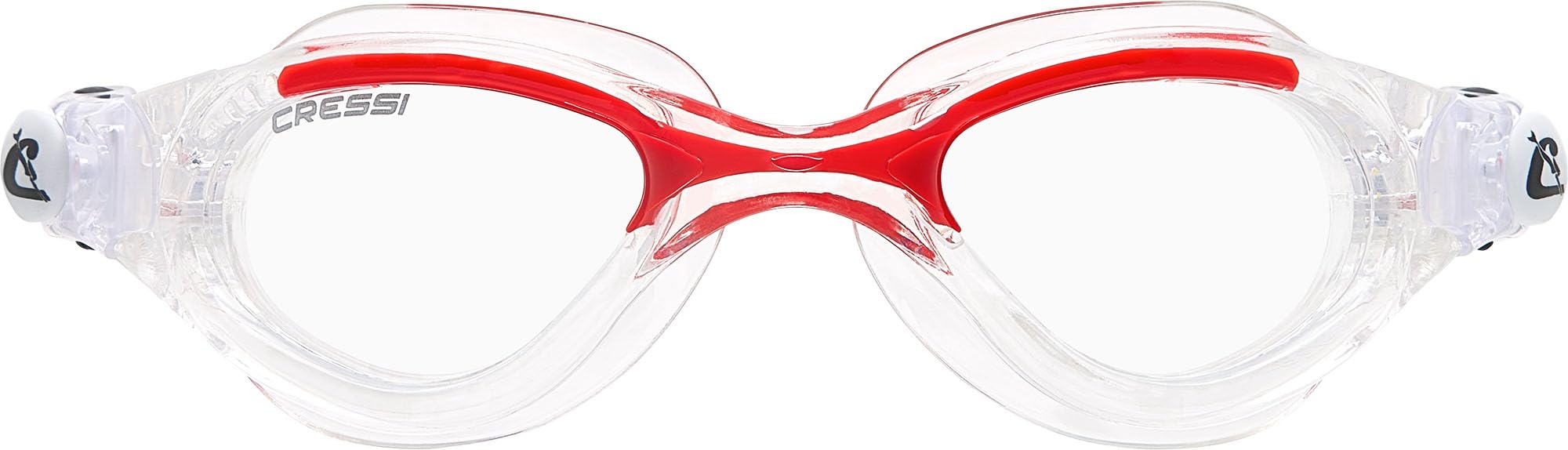 Cressi Man Flash Goggles - Separate Eyepiece Swimming Goggles with Fogproof, Scratchproof, Anti-UV Lenses, Clear/Frame Clear Red - Clear Lens, One Size