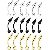 Hnxnskt 18Pcs Angel Bites Piercing Jewelry Surgical Steel Vertical Labret Lip Jewelry 16G Snake Bites Piercing Jewelry Curved Barbell Long Spike Eyebrow Rings for Women Men Bar Length 6mm/8mm/10mm