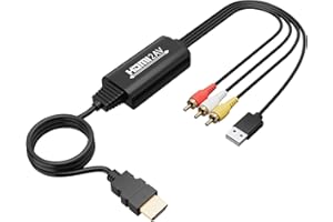 HDMI to RCA Converter, HDMI to RCA Cable,HD Audio Video 1080P to AV Adapter Cable Supports NTSC for TV Stick, Roku, Chromecas