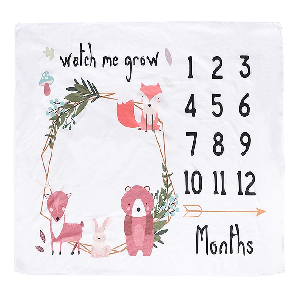 Baby Monthly Milestone Blanket Growth Record Blanket Newborn Photography Props Playing Mat Personalized Shower Gifts New Moms Track Age & Growth 120 * 120 cm (47.24 * 47.24in)